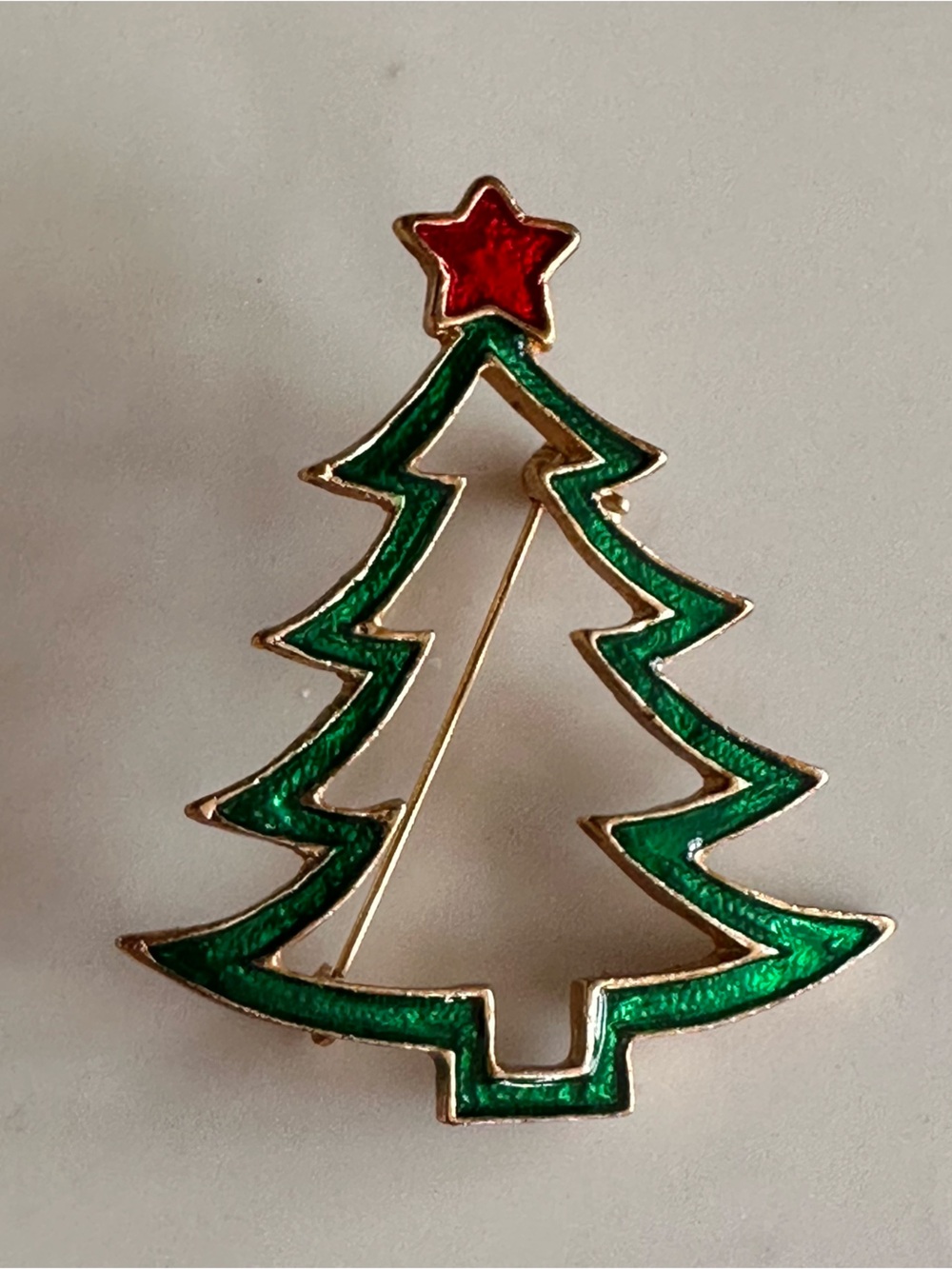 Holiday Green & Red Christmas Tree Pin - Festive Kids Accessory